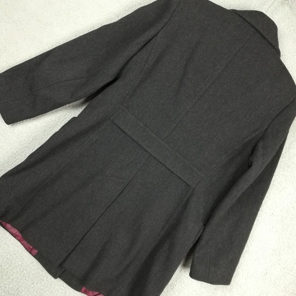 Anne Klein Womens Pea Coat Wool Blend Black Herringbone Button Front Petite 6P - Picture 12 of 12